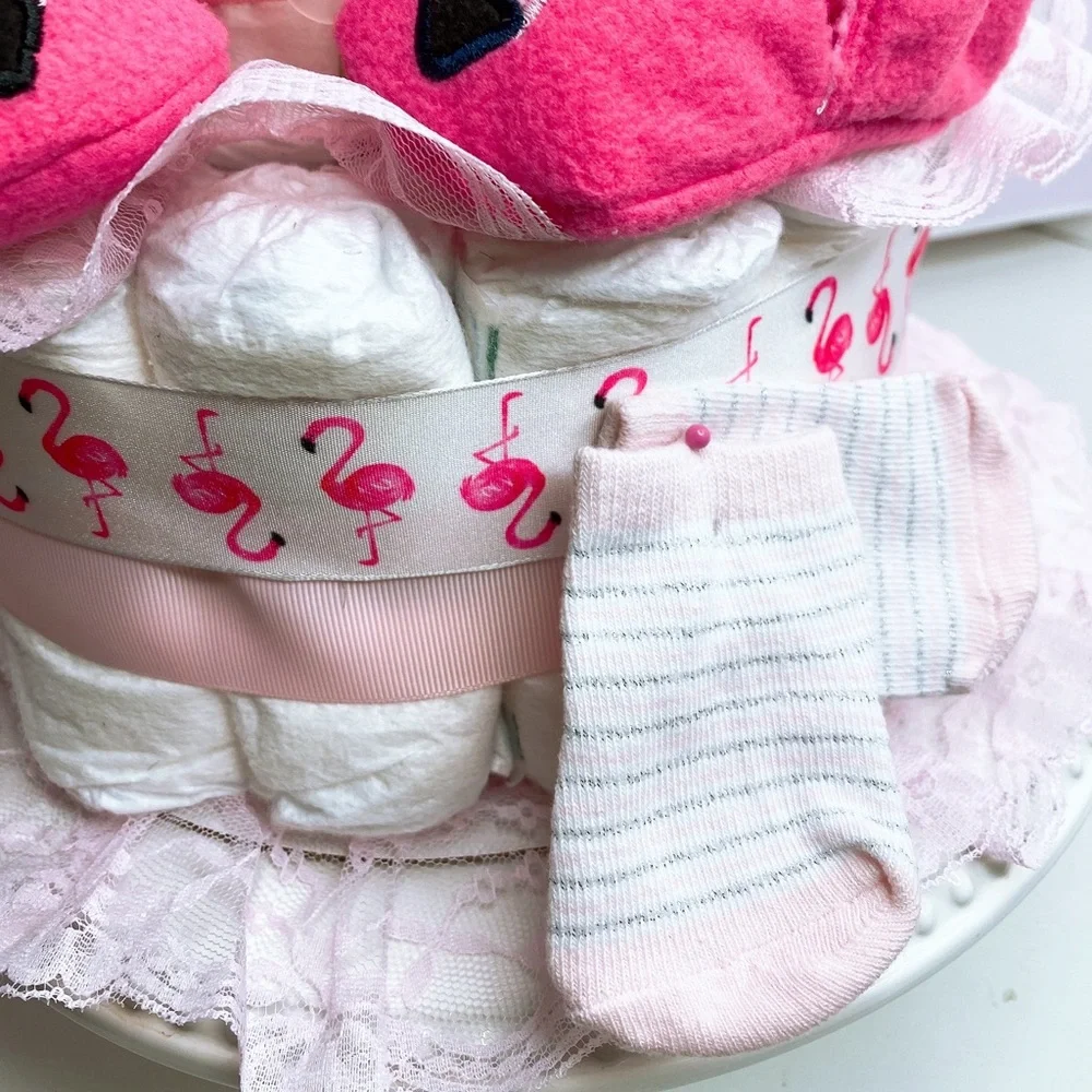 Flamingo Diaper Cake, Baby Shower Gift